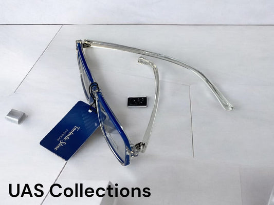 Transparent Blue Cut Rectangular Glasses