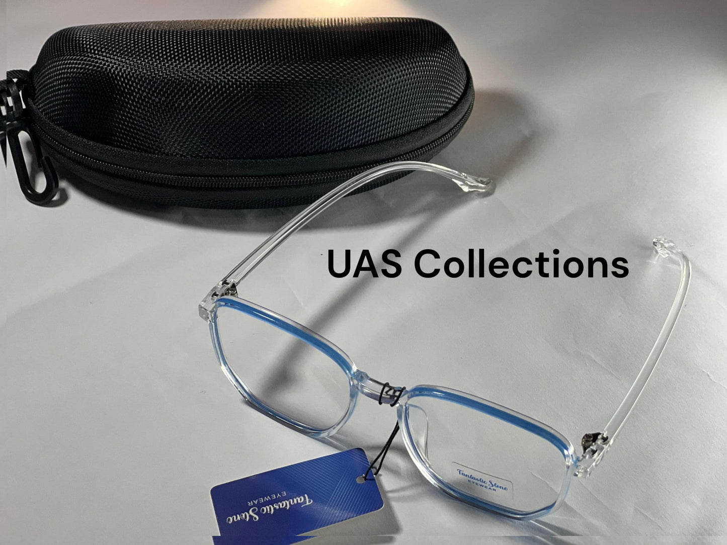 Transparent Blue Cut Hexagonal Sunglasses