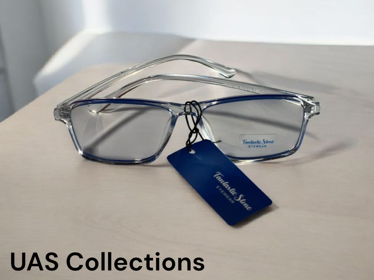Transparent Blue Cut Rectangular Glasses